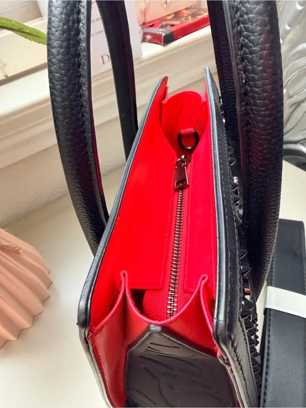 New Black Studded Leather Mini Paloma Tote with Removable Strap - Picture 12 of 12